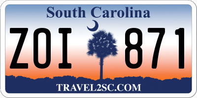 SC license plate ZOI871