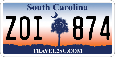 SC license plate ZOI874