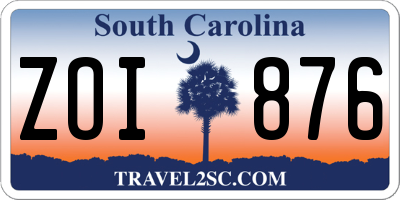 SC license plate ZOI876