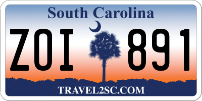 SC license plate ZOI891