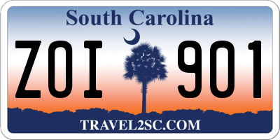 SC license plate ZOI901