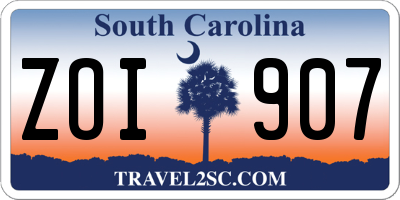 SC license plate ZOI907