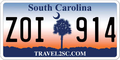 SC license plate ZOI914