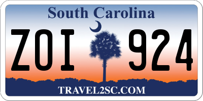 SC license plate ZOI924