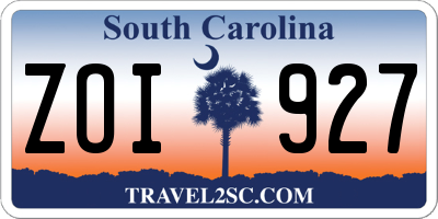 SC license plate ZOI927