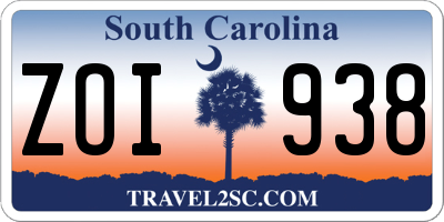 SC license plate ZOI938