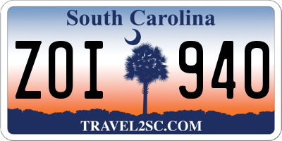 SC license plate ZOI940