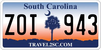 SC license plate ZOI943