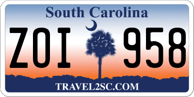 SC license plate ZOI958