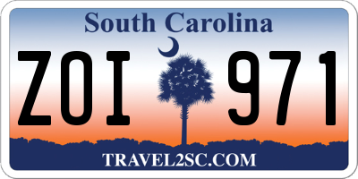SC license plate ZOI971