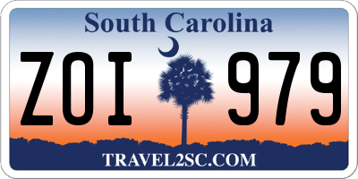 SC license plate ZOI979