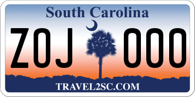 SC license plate ZOJ000