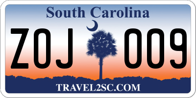 SC license plate ZOJ009