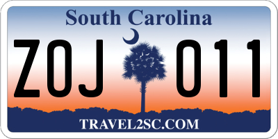 SC license plate ZOJ011