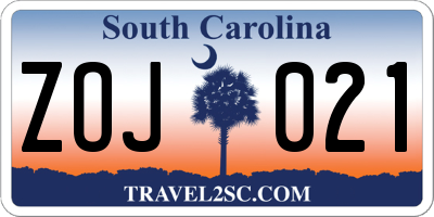 SC license plate ZOJ021