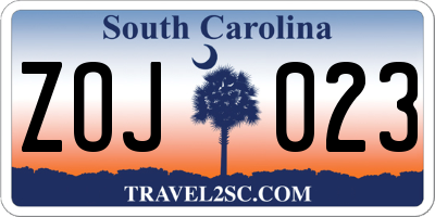 SC license plate ZOJ023