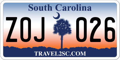 SC license plate ZOJ026