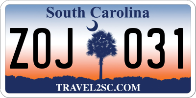 SC license plate ZOJ031