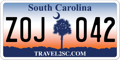 SC license plate ZOJ042