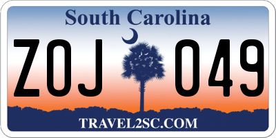 SC license plate ZOJ049