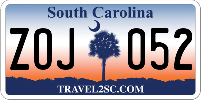 SC license plate ZOJ052