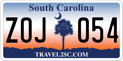 SC license plate ZOJ054