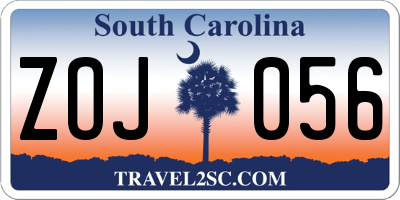 SC license plate ZOJ056