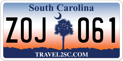 SC license plate ZOJ061