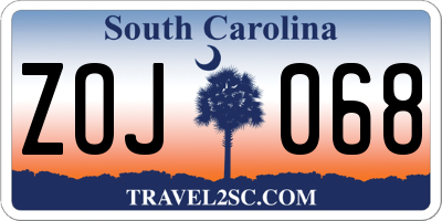 SC license plate ZOJ068