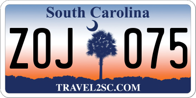 SC license plate ZOJ075
