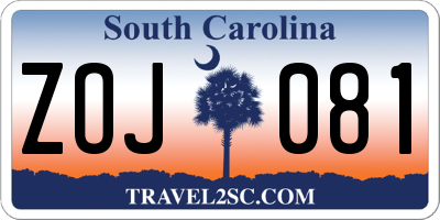 SC license plate ZOJ081