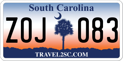 SC license plate ZOJ083