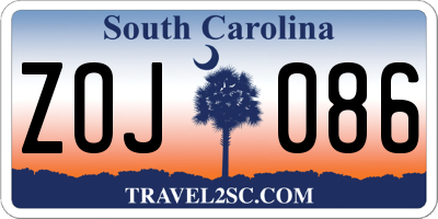 SC license plate ZOJ086