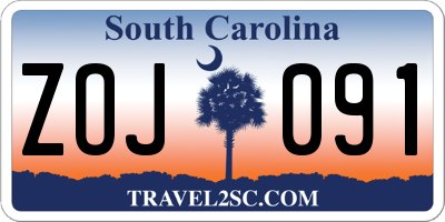 SC license plate ZOJ091