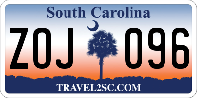 SC license plate ZOJ096