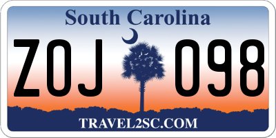 SC license plate ZOJ098