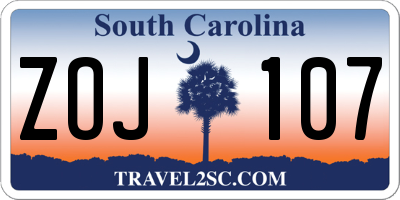 SC license plate ZOJ107