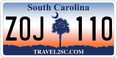 SC license plate ZOJ110