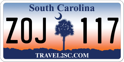 SC license plate ZOJ117