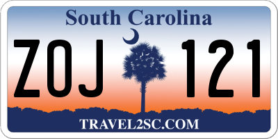 SC license plate ZOJ121