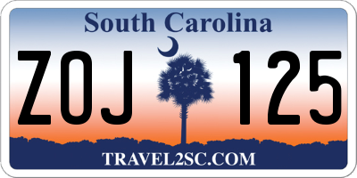 SC license plate ZOJ125