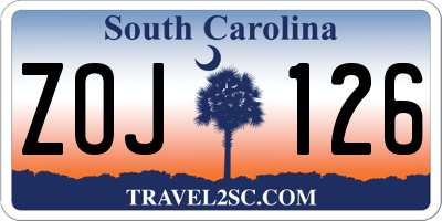 SC license plate ZOJ126