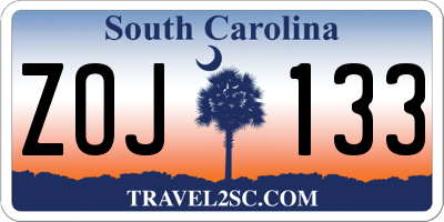 SC license plate ZOJ133