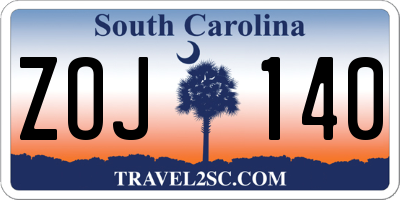 SC license plate ZOJ140
