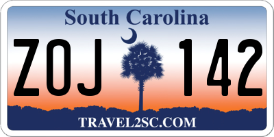 SC license plate ZOJ142