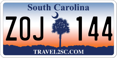 SC license plate ZOJ144