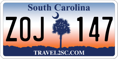 SC license plate ZOJ147