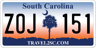 SC license plate ZOJ151