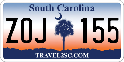 SC license plate ZOJ155