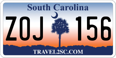 SC license plate ZOJ156